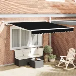 Cortina Retractabilă Negru 350 x 250 cm Poliester și metal GartenMobel Dekor
