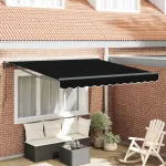 Cadru de copertină Negru 350 x 250 cm Poliester cu Acoperire PU GartenMobel Dekor