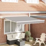 Cortina Retractabilă Manual Gri deschis 350 x 250 cm GartenMobel Dekor