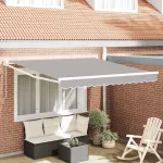 Cortina Retractabilă Manual Gri deschis 350 x 250 cm GartenMobel Dekor