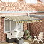 Cortina Retractabilă Manual Verde și galben 350 x 250 cm GartenMobel Dekor