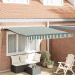 Cortina Retractabilă Verde și alb 350 x 250 cm GartenMobel Dekor