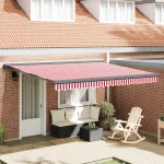 Copertină Roșu și Alb 400 × 300 cm Poliester și Aluminiu GartenMobel Dekor