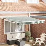 Cortina Retractabilă Manual Verde și alb 350 x 250 cm GartenMobel Dekor