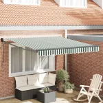 Cortina Retractabilă Verde și alb 350 x 250 cm GartenMobel Dekor