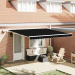 Cortina Retractabilă Negru 400 × 300 cm Material textil și oțel GartenMobel Dekor
