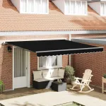 Cortina Retractabilă Negru 400 × 350 cm Țesătură și Aluminiu GartenMobel Dekor