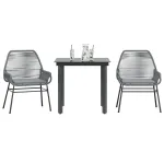 Set de sufragerie de grădină 3 piese sticlă poliratan gri GartenMobel Dekor