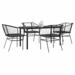 Set de sufragerie de grădină 5 piese neagră Sticlă Poly Rattan GartenMobel Dekor