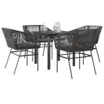 Set de sufragerie de grădină 5 piese neagră Sticlă Poly Rattan GartenMobel Dekor