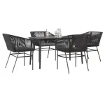 Set de sufragerie de grădină 5 piese neagră Sticlă Poly Rattan GartenMobel Dekor