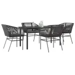 Set de sufragerie de grădină 5 piese neagră Sticlă Poly Rattan GartenMobel Dekor