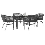 Set de sufragerie de grădină 5 piese neagră Sticlă Poly Rattan GartenMobel Dekor