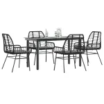 Set de sufragerie de grădină 5 piese neagră Sticlă Poly Rattan GartenMobel Dekor