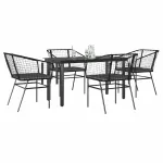 Set de sufragerie de grădină 5 piese neagră Sticlă Poly Rattan GartenMobel Dekor