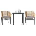 Set mobilier de grădină cu perne 3 piese maro sticlă polirattan GartenMobel Dekor