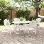 Set de masă pentru grădină 5 pcs Alb Aluminiu GartenMobel Dekor