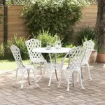 Set de masă pentru grădină 5 pcs Alb Aluminiu GartenMobel Dekor