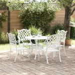Set de masă pentru grădină 5 pcs Alb Aluminiu GartenMobel Dekor