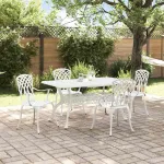 Set de masă pentru grădină 5 pcs Alb Aluminiu GartenMobel Dekor