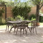 Set de masă pentru grădină 5 pcs Bronz Aluminiu GartenMobel Dekor