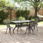 Set de masă pentru grădină 5 pcs Negru Aluminiu GartenMobel Dekor