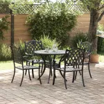 Set de masă pentru grădină 5 pcs Negru Aluminiu GartenMobel Dekor