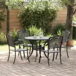 Set de masă pentru grădină 5 pcs Negru Aluminiu GartenMobel Dekor