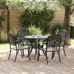 Set de masă pentru grădină 5 pcs Negru Aluminiu GartenMobel Dekor