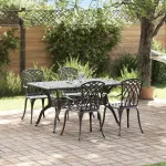 Set de masă pentru grădină 5 pcs Negru Aluminiu GartenMobel Dekor