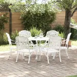 Set de masă pentru grădină 7 pcs Alb Aluminiu GartenMobel Dekor