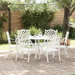Set de masă pentru grădină 7 pcs Alb Aluminiu GartenMobel Dekor