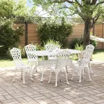 Set de masă pentru grădină 7 pcs Alb Aluminiu GartenMobel Dekor
