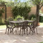 Set de masă pentru grădină 7 pcs Bronz Aluminiu GartenMobel Dekor
