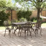 Set de masă pentru grădină 7 pcs Bronz Aluminiu GartenMobel Dekor
