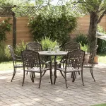 Set de masă pentru grădină 7 pcs Bronz Aluminiu GartenMobel Dekor