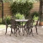 Set de masă pentru grădină 7 pcs Bronz Aluminiu GartenMobel Dekor
