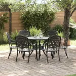 Set de masă pentru grădină 7 pcs Negru Aluminiu GartenMobel Dekor