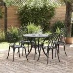 Set de masă pentru grădină 5 pcs Negru Aluminiu GartenMobel Dekor