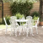 Set de masă pentru grădină 7 pcs Alb Aluminiu GartenMobel Dekor