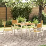 Set dining pentru exterior 5 pcs Maro Lemn solid de tec GartenMobel Dekor
