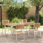 Set dining pentru exterior 5 pcs Maro Lemn solid de tec GartenMobel Dekor