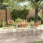 Set dining pentru exterior 7 pcs Maro Lemn Solid de Acacia GartenMobel Dekor