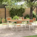 Set dining pentru exterior 7 pcs Maro Lemn solid de tec GartenMobel Dekor