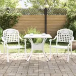Set masă de grădină 3 pcs Alb Aluminiu turnat GartenMobel Dekor