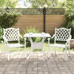 Set masă de grădină 3 pcs Alb Aluminiu turnat GartenMobel Dekor