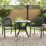 Set masă de grădină 3 pcs Negru Aluminiu turnat GartenMobel Dekor
