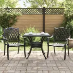 Set masă de grădină 3 pcs Negru Aluminiu turnat GartenMobel Dekor