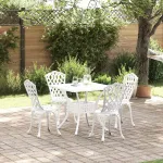 Set masă de grădină 5 pcs Alb Aluminiu turnat GartenMobel Dekor