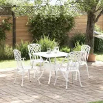 Set masă de grădină 5 pcs Alb Aluminiu turnat GartenMobel Dekor